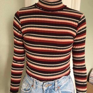 Charlotte Russe Striped Long Sleeve Turtleneck